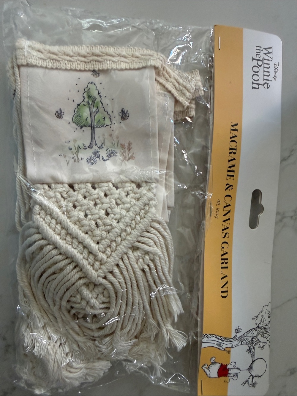 Winnie the Pooh Cream Macrame & Canvas Garland